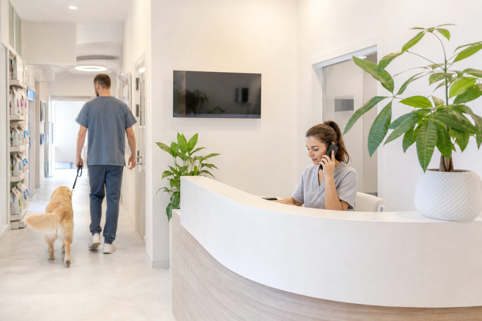 Una postazione di lavoro moderna con due schermi accesi appoggiati su una scrivania ordinata.